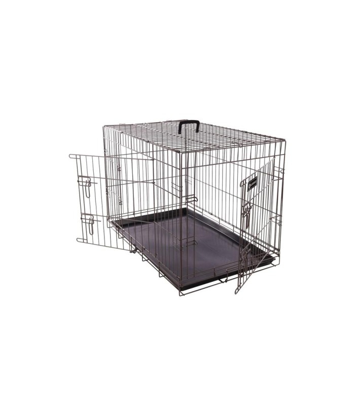 JAULA METAL PERROS 92x64x56CM MARRON PLEGABLE