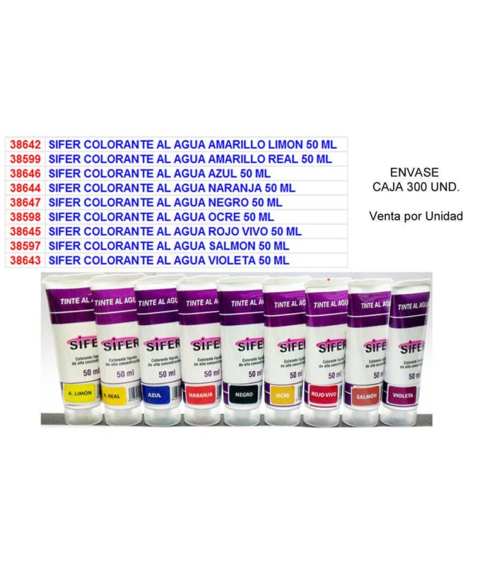 TINTE AL AGUA 50ML NEGRO SIFER