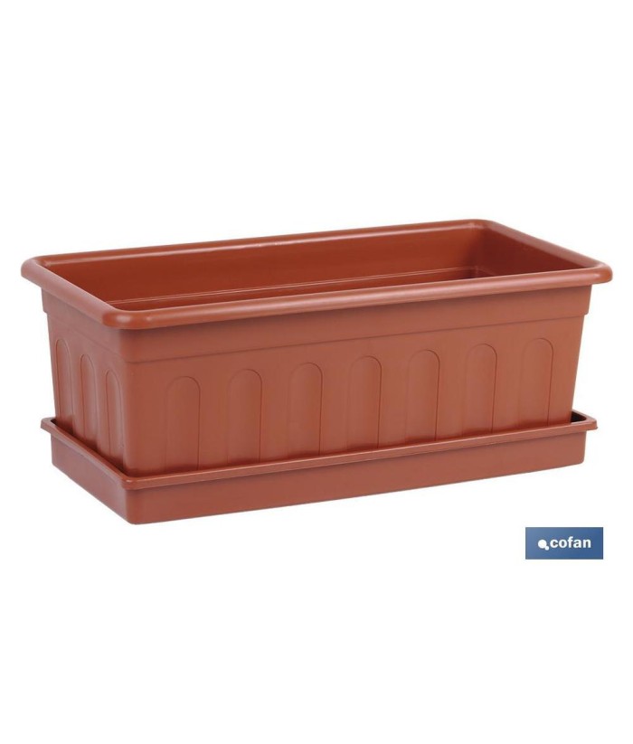 JARDINERA MARRON MOD AZAHAR 60x22x15CM   PLATO