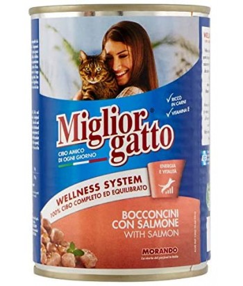 MIGLIORGATTO LATA CARNE GATOS 400GR SALMON