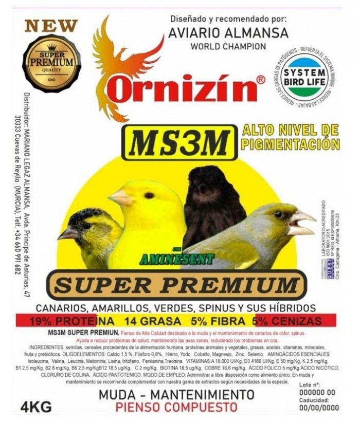 PIENSO MS3M MUDA 4KG ORNIZIN