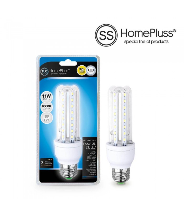 BOMBILLA LED E27 11W 3TUBOS 6000K HOMEPLUSS