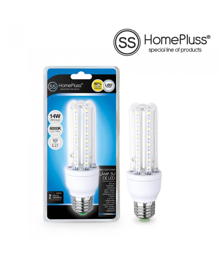 BOMBILLA LED E27 14W 3TUBOS 6000K HOMEPLUSS