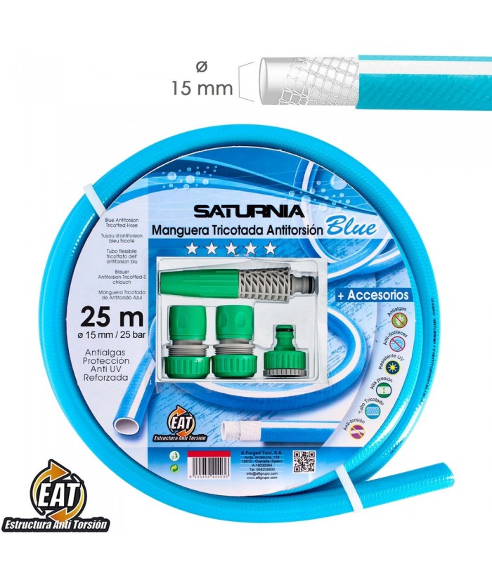 KIT MANGUERA 15MM 25M NO TORSION BLUE  ACCESORIOS