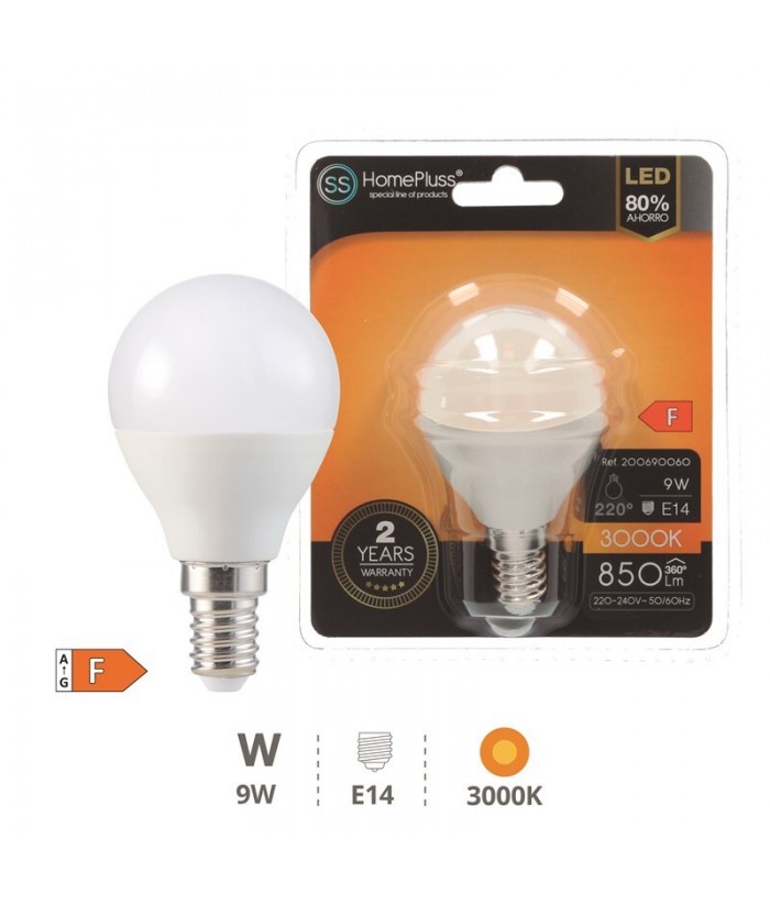 BOMBILLA LED E14 9W CÁLIDA 3000K HOMEPLUSS