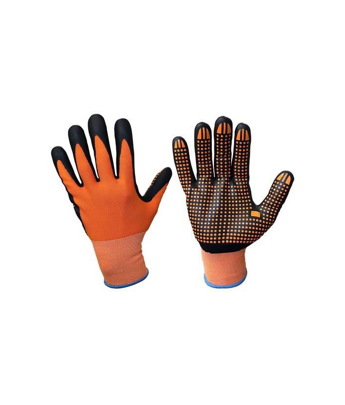 GUANTE NYLON NITRILO NARANJA PUNTOS T-7 TUMAN