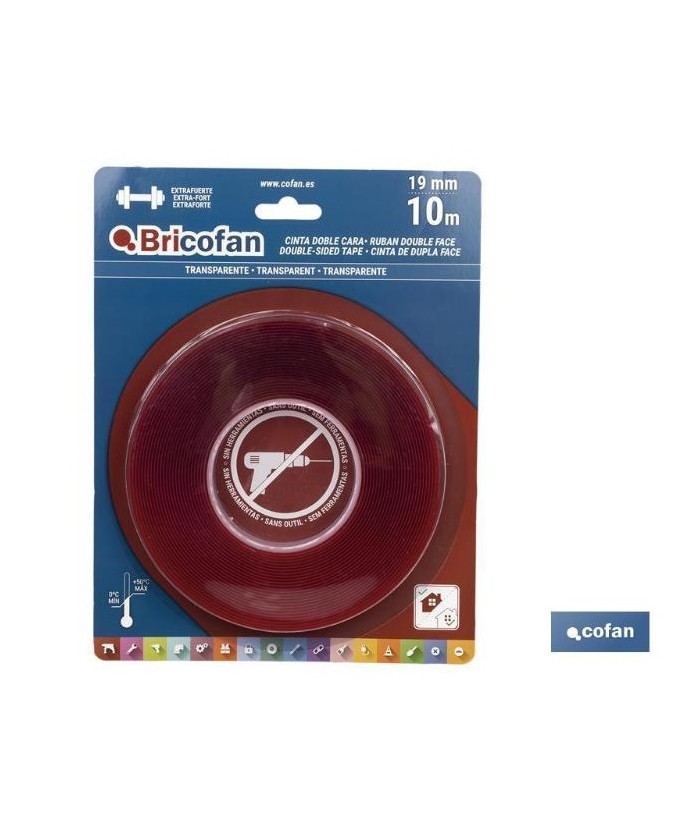 CINTA DOBLE CARA COFAN ROJA 10Mx19MM