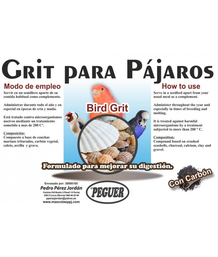 GRIT PAJAROS 4KG C/CARBON PEGUER 