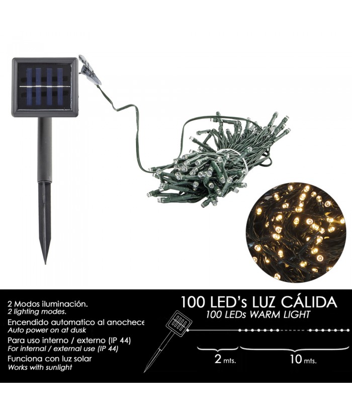 LUCES JARDIN NAVIDAD SOLAR 100LEDS CALIDO MAURER