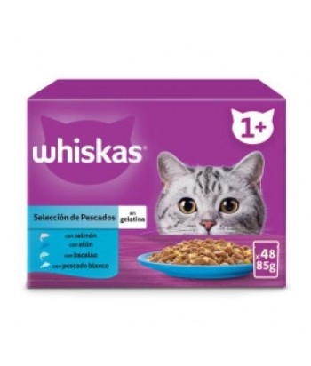 WHISKAS SOBRES 48x85GR  1AÑO PESCADO