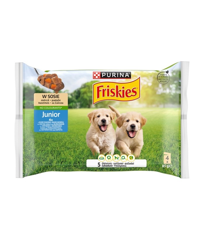 FRISKIES PERROS JUNIOR 4x85GR POLLO SOBRES FRISKIES PERROS JUNIOR 4x85GR POLLO SOBRES