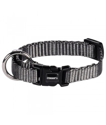 COLLAR NYLON 40MM 55-75CM GRIS FLAMINGO ZIGGI