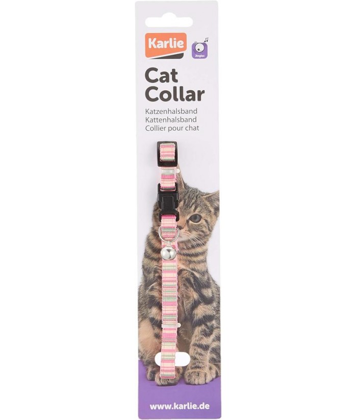 COLLAR GATO NYLON RAYAS CASCABEL CANDIE FLAMINGO COLLAR GATO NYLON RAYAS CASCABEL CANDIE FLAMINGO
