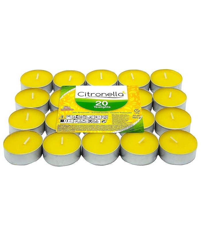 VELA ANTIMOSQUITOS CITRONELA 20UDS 40x40X15MM 