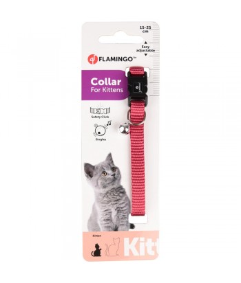 COLLAR GATO KITTEN NYLON 15-25CM ROSA FLAMINGO