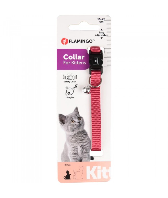 COLLAR GATO KITTEN NYLON 15-25CM ROSA FLAMINGO