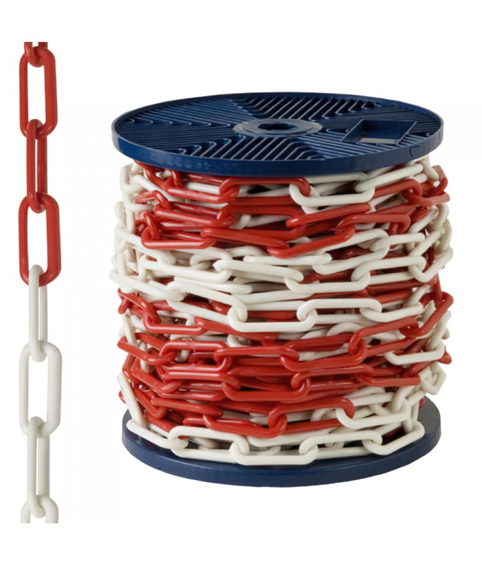 CADENA PLASTICO ROJO-BLANCO 6MM  M 