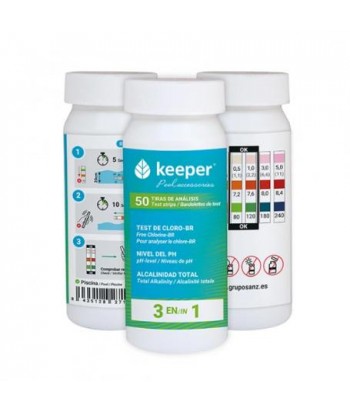 TEST ANALISIS PISCINAS TIRAS 50UDS CL-PH-AL KEEPER