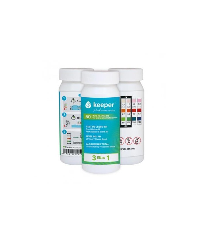 TEST ANALISIS PISCINAS TIRAS 50UDS CL-PH-AL KEEPER
