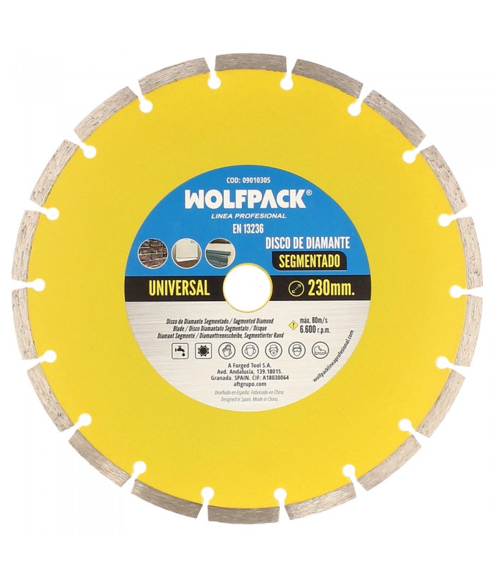 DISCO CORTE OBRA DIAMANTE 230MM SEGMENTADO WOLFPAC