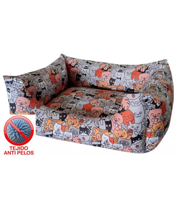 CUNA CUADRADA ANTIPELOS 50x40CM ANIMAL GRIS 3/162