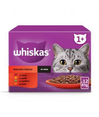 WHISKAS SOBRES 48x85GR  1AÑO CARNES SALSA