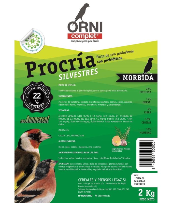 PASTA PROCRIA SILVESTRES MORBIDA 2KG ORNICOMPLET