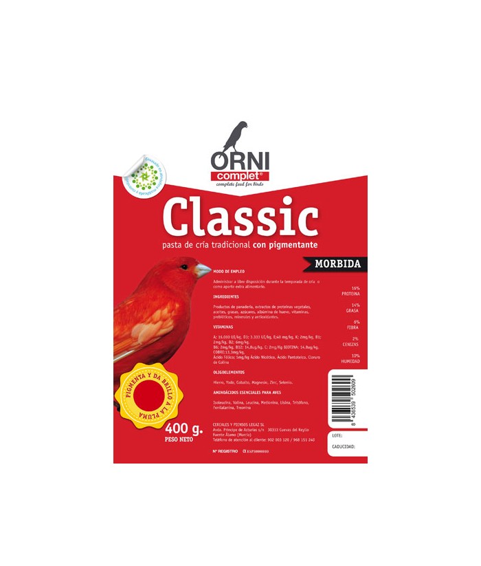 PASTA CRIA CLASSIC ROJA MORBIDA 400GR ORNICOMPLET