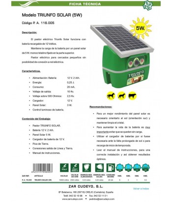 PASTOR SOLAR TRIUNFO 5W ZAR