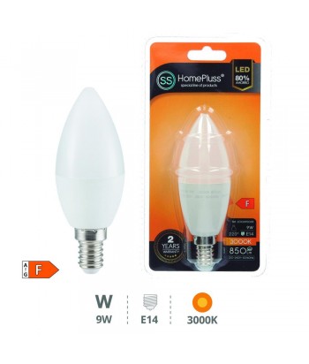 BOMBILLA LED E14 9W VELA 3000K HOMEPLUSS