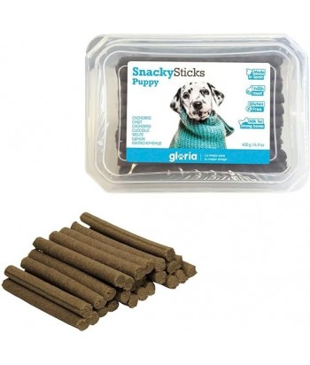 TARRINA SNACKY STICKS PUPPY 350GR GLORIA 