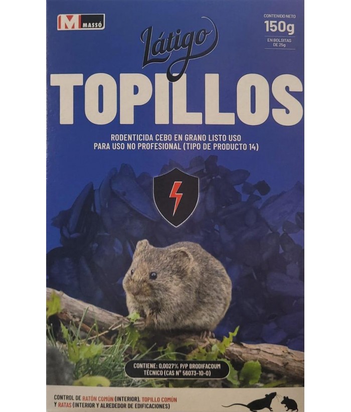 RODENTICIDA ANTITOPILLOS 150GR GRANO LATIGO 