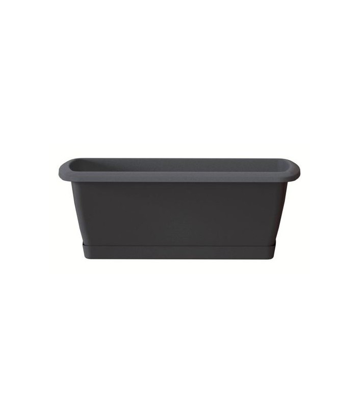 JARDINERA PLÁSTICO ANTRACITA 59x18x14CM C/PLATO