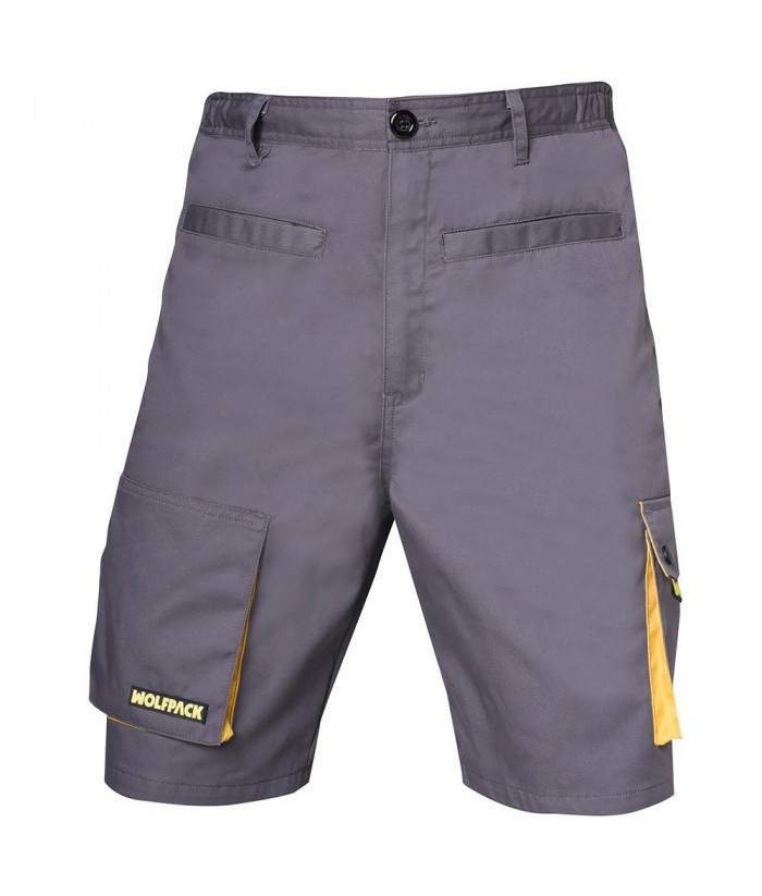 PANTALON TRABAJO CORTO GRIS/AMARILLO WOLFPACK T-M