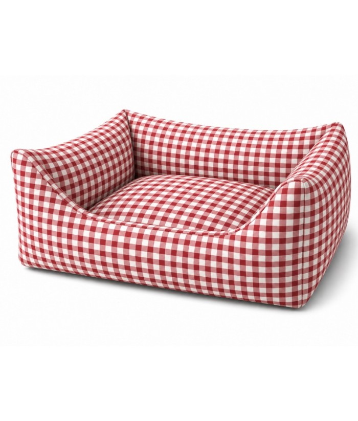 CUNA CUADRADA ANTIPELOS VICHY Nº2 50x40CM ROJA