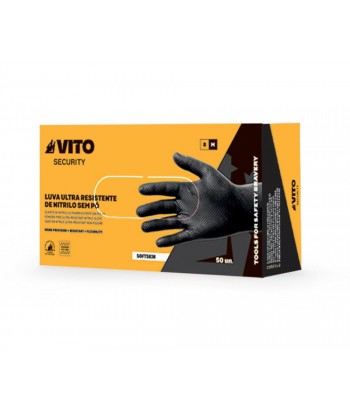 GUANTE NITRILO 50UDS NEGRO DIAMANTADO T-8 VITO SIN