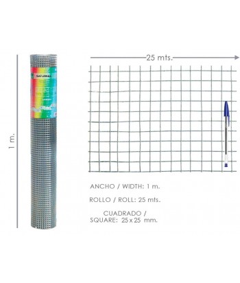 MALLA SOLDADA 25x25MM 1 4MM 1x25M BOBINA