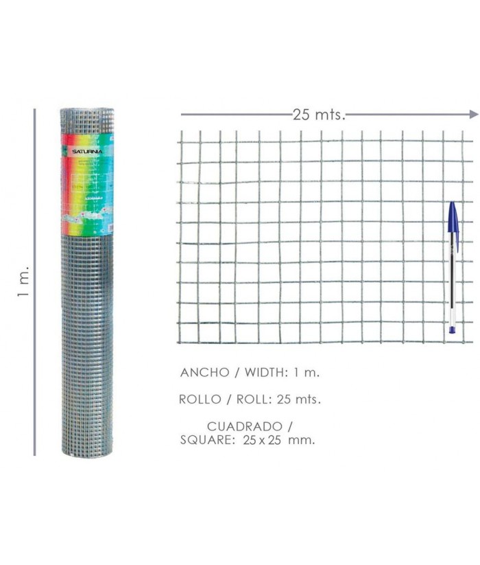 MALLA SOLDADA 25x25MM 1 4MM 1x25M BOBINA